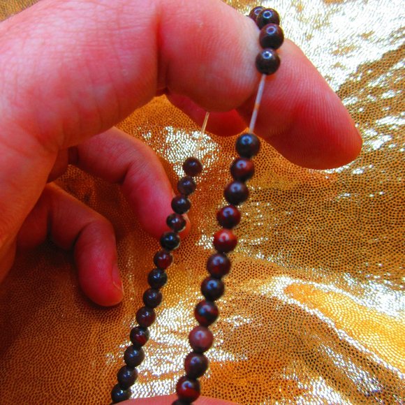 Red Tiger Eye 4mm Round 7" Stretchy Gemstone Bracelet - Picture 3 of 3